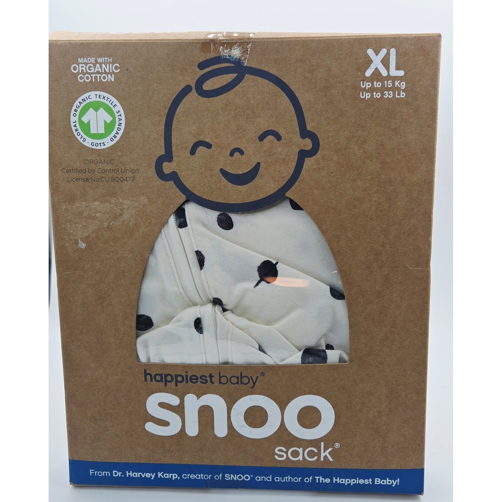 Happiest Baby SNOO Sack XL Organic Cotton Swaddle Planet Print White Black New